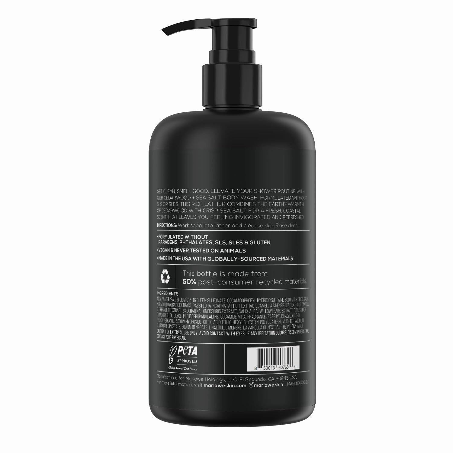 No. 103 Body Wash 15 oz Pump, Cedarwood   Sea Salt, Energizing & Refreshing Shower Gel, Willow Bark & Green Tea Extracts, Cleanses, Moisturizes, Smooths & Nourishes, Fresh & Zesty Scent