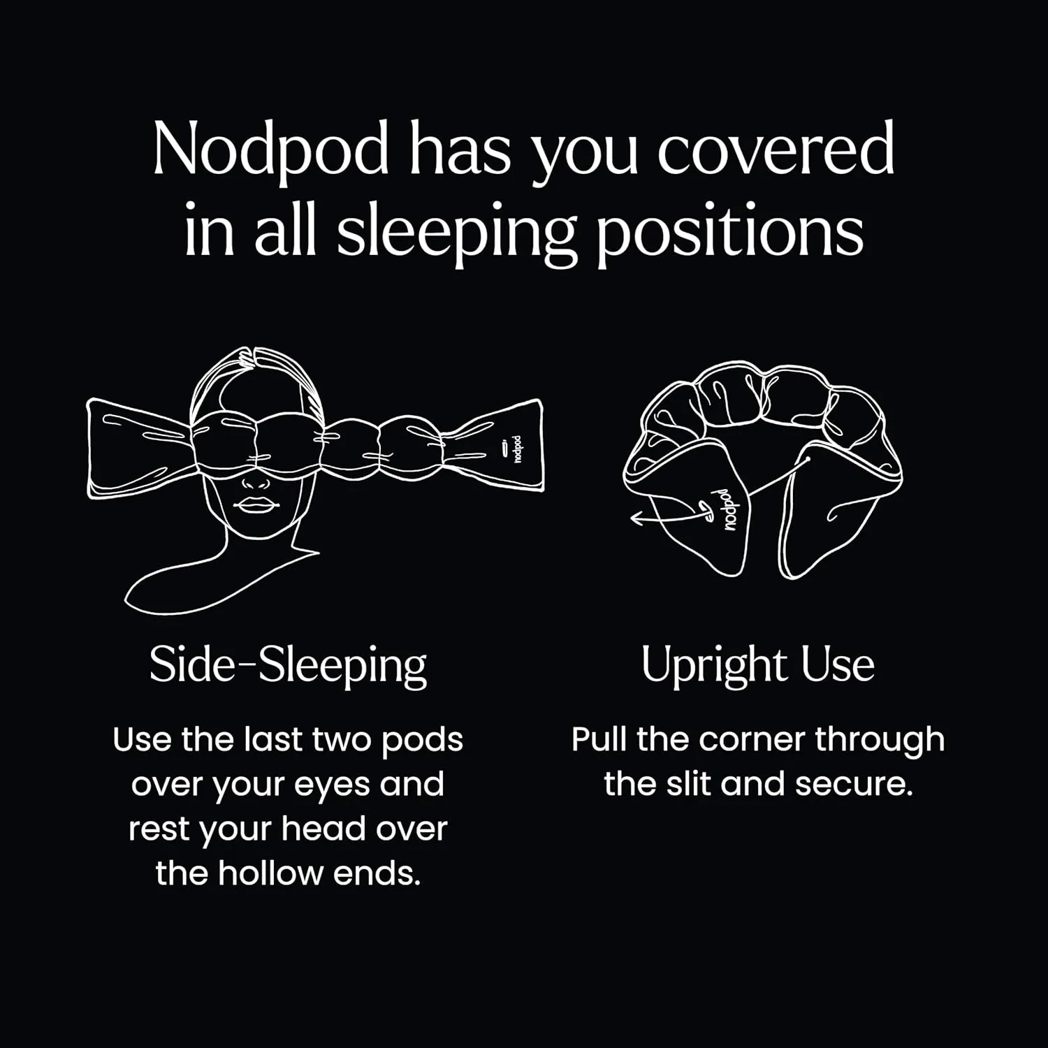 Nodpod Gentle Pressure Sleep Mask | Patented Light Blocking Design for Sleeping, Traveling & Relaxation - Black Onyx