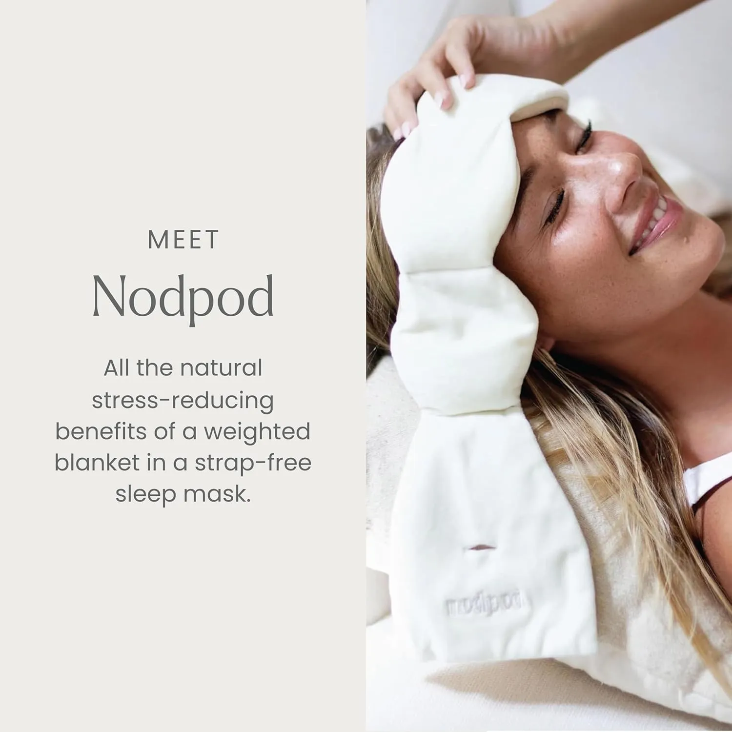 Nodpod Gentle Pressure Sleep Mask | Patented Light Blocking Design for Sleeping, Traveling & Relaxation - Bone