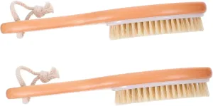 NOLITOY 2pcs Exfoliating Body Scrubber with Ergonomic Wooden Handle Gentle Bristle Bath Brush for Deep Cleansing and Massage for Men and Women Spa Quality Shower Accessory