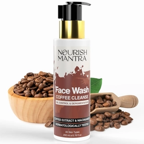 NOURISH MANTRA Coffee Cleanse Face Wash | Excess Oil Control, Pore Cleansing | Enriched With Coffee, Niacinamide, & Aloe Vera | Suits All Skin Types | For Men & Women | 200 ml