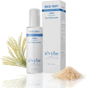N.v.y.b.e. Rice Water Toner for Glass Glowing Skin with Niacinamide & Hyaluronic Acid Face for Women & Men | Rice Lotion for Dry, Sensitive & Oily |100% Vegan