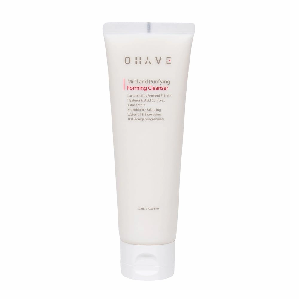 OHAVE Mild & Purifying Foaming Cleanser, Gentle Vegan Face Wash with Lactobacillus, Natural Botanical Extracts, Hydrating & Soothing, pH-Balanced, 125ml