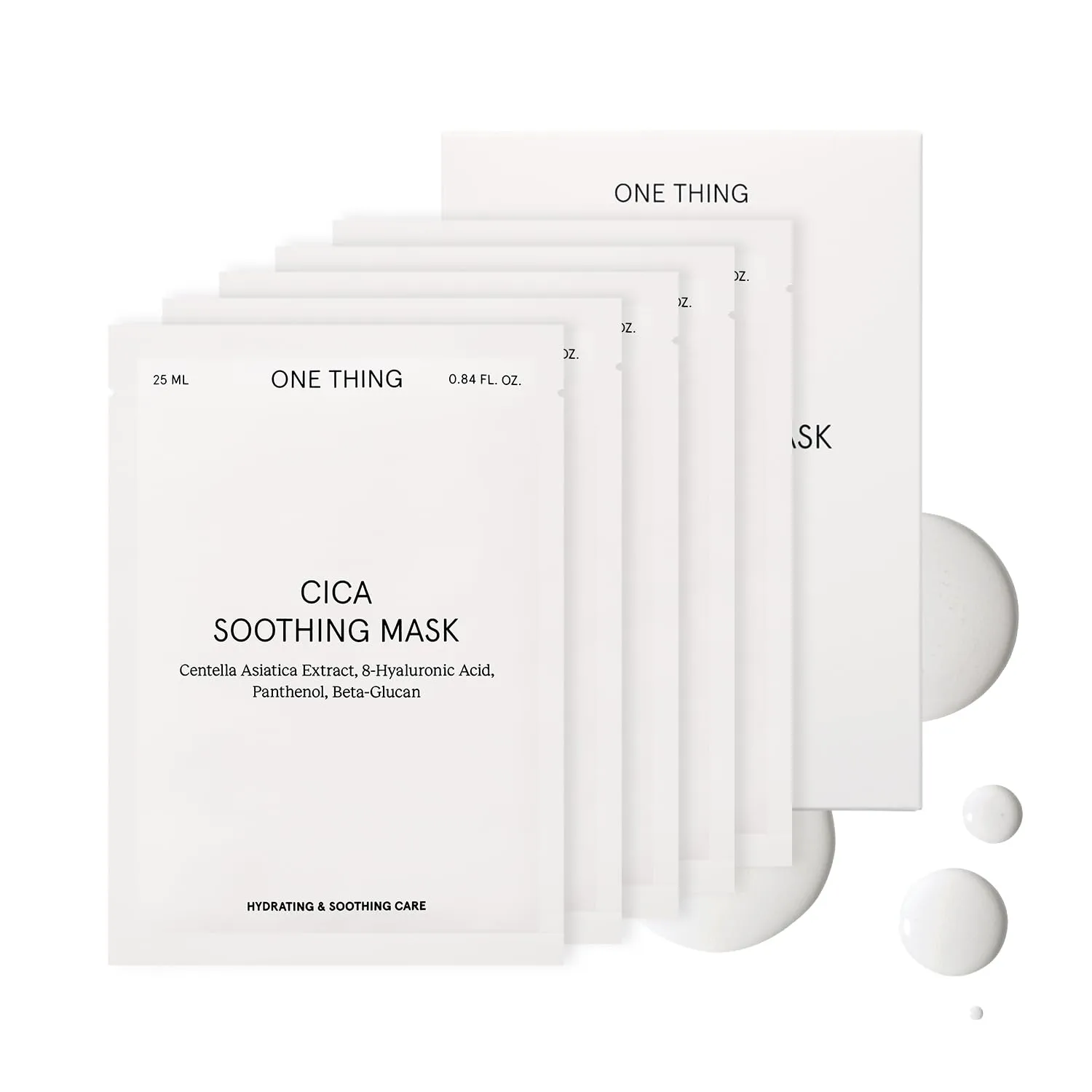 ONE THING CICA Soothing Mask 5 Sheets | Centella Asiatica HA Hyaluronic Acid Facial Sheet Mask, Calming Hydrating Soothing Moisturizing Pack, Irritated Sensitive Dry Skin Relief | Korean Skin Care