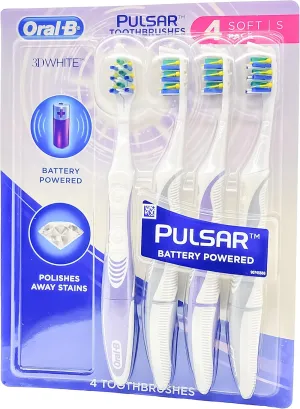 Oral-B Pulsar 3D White Advanced Bacteria Guard Toothbrushes Pack of 4