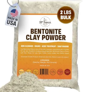 ORGANIC BENTONITE CLAY POWDER (2 LBS / 32 oz) Organic 100% Natural Cosmetic Grade | Facials, Face Mask, Soap Making, Creams & Lotions, Bath Bombs | (2 POUND)
