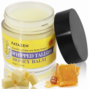Organic Grass-Fed Whipped Tallow Honey Balm - All Natural Face & Body Moisturizer for Dry, Sensitive Skin, Skin Care Cream for Hydrating, Soothing, Soften Skin, Vegan & Cruelty-Free