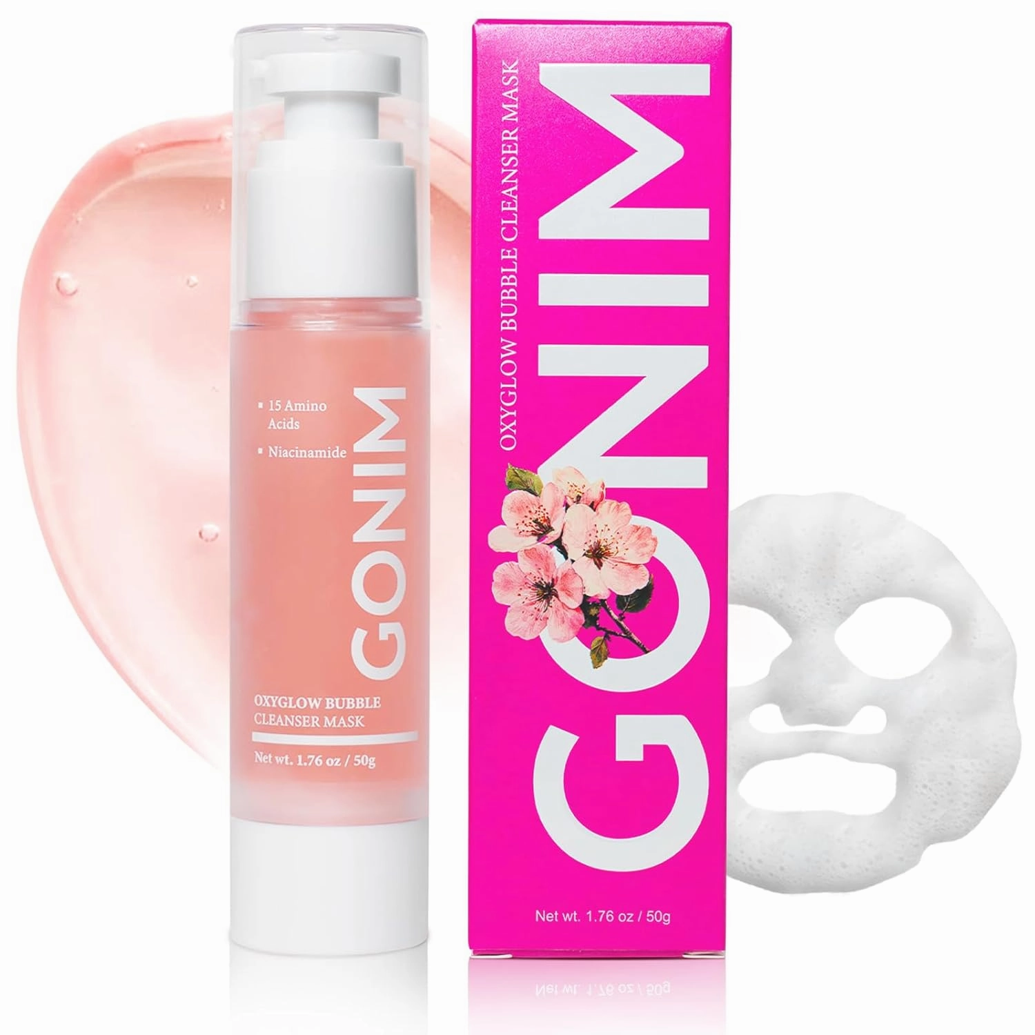 OxyGlow Bubble Mask & Foam Cleanser with Collagen, Niacinamide, 15 Amino Acids & Ceramide | Anti-Aging, Hydrating Facial Care for Sensitive Skin | Gentle Pore-Purifying & Glow-Boosting Formula