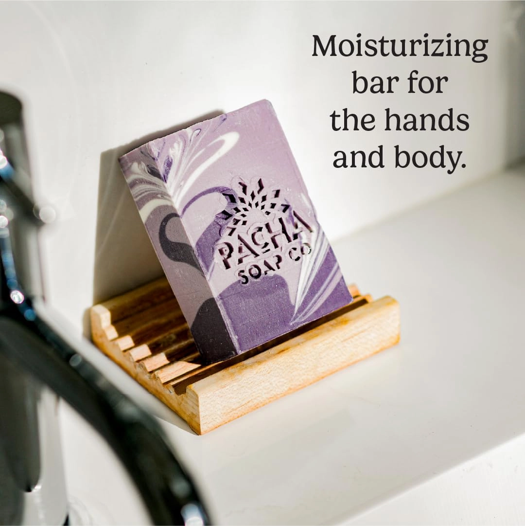 Pacha French Lavender Bar Soap 3 Pack | Premium, Handcrafted with Hydrating Coconut Milk | Natural Face Wash, Hand Cleanser, Body Wash | Soothing with Essential Oils | 4 oz