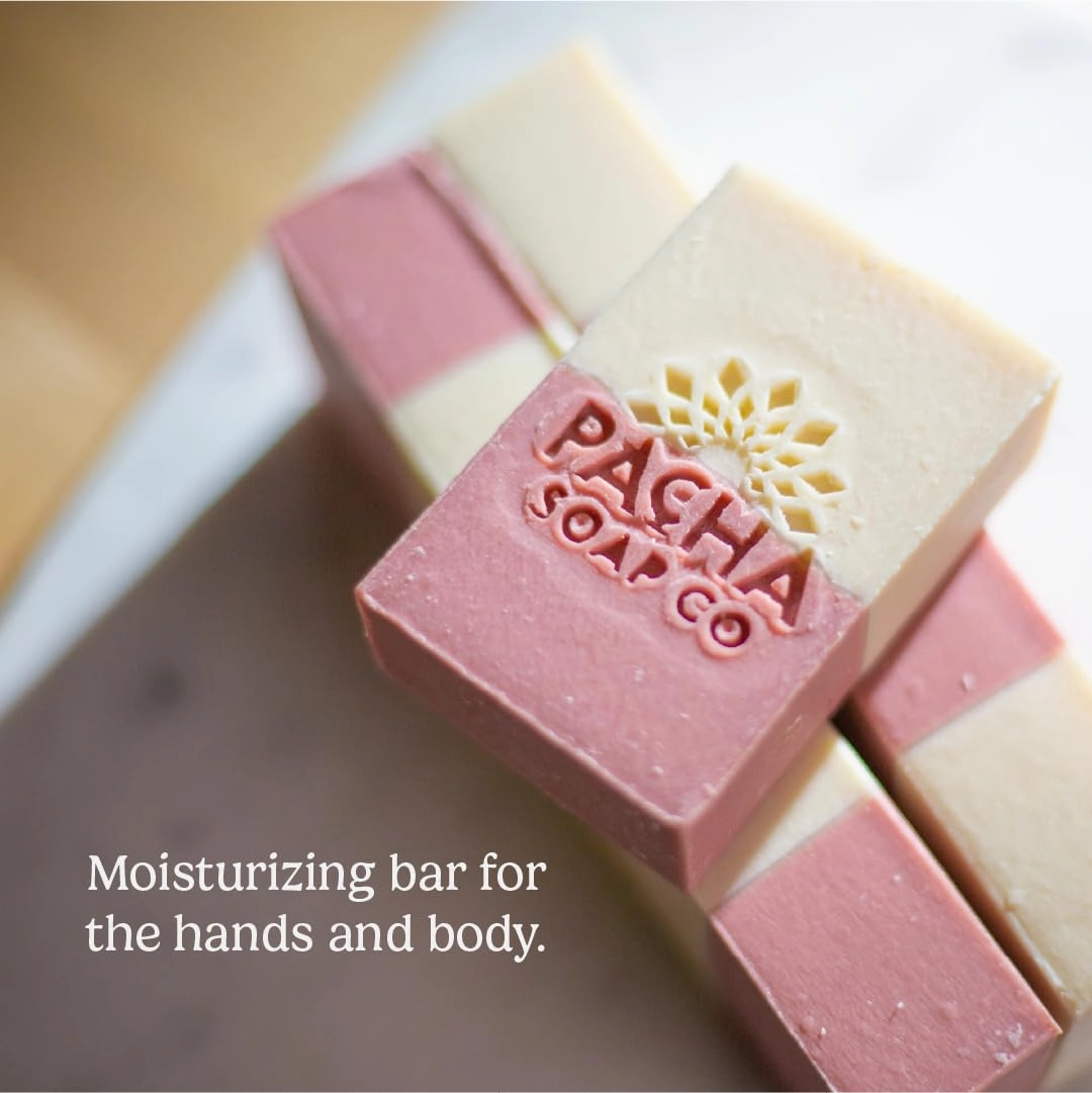 Pacha Jasmine Gardenia Bar Soap 3 Pack | Premium, Handcrafted, Hydrating | Natural Face Wash, Hand Cleanser, Body Wash | Soothing Essential Oils, 4 oz