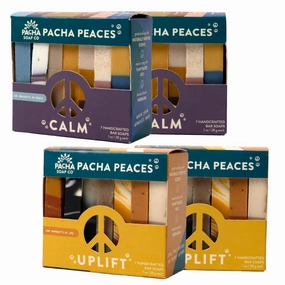 Pacha Peaces Bar Soap Calm &Variety 4 Pack | Premium, Handcrafted, Hydrating | Natural Face Wash, Hand Cleanser, Body Wash | Soothing Essential Oils, 4 oz