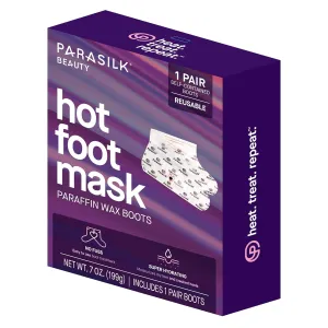 Parasilk Beauty Hot Foot Mask – 1 Pair Self Contained Paraffin Wax Boots for Intensive Hydration. Infused with Coconut Oil, Argan Oil, Marula Oil, and Vitamin E. One Size Fits Most