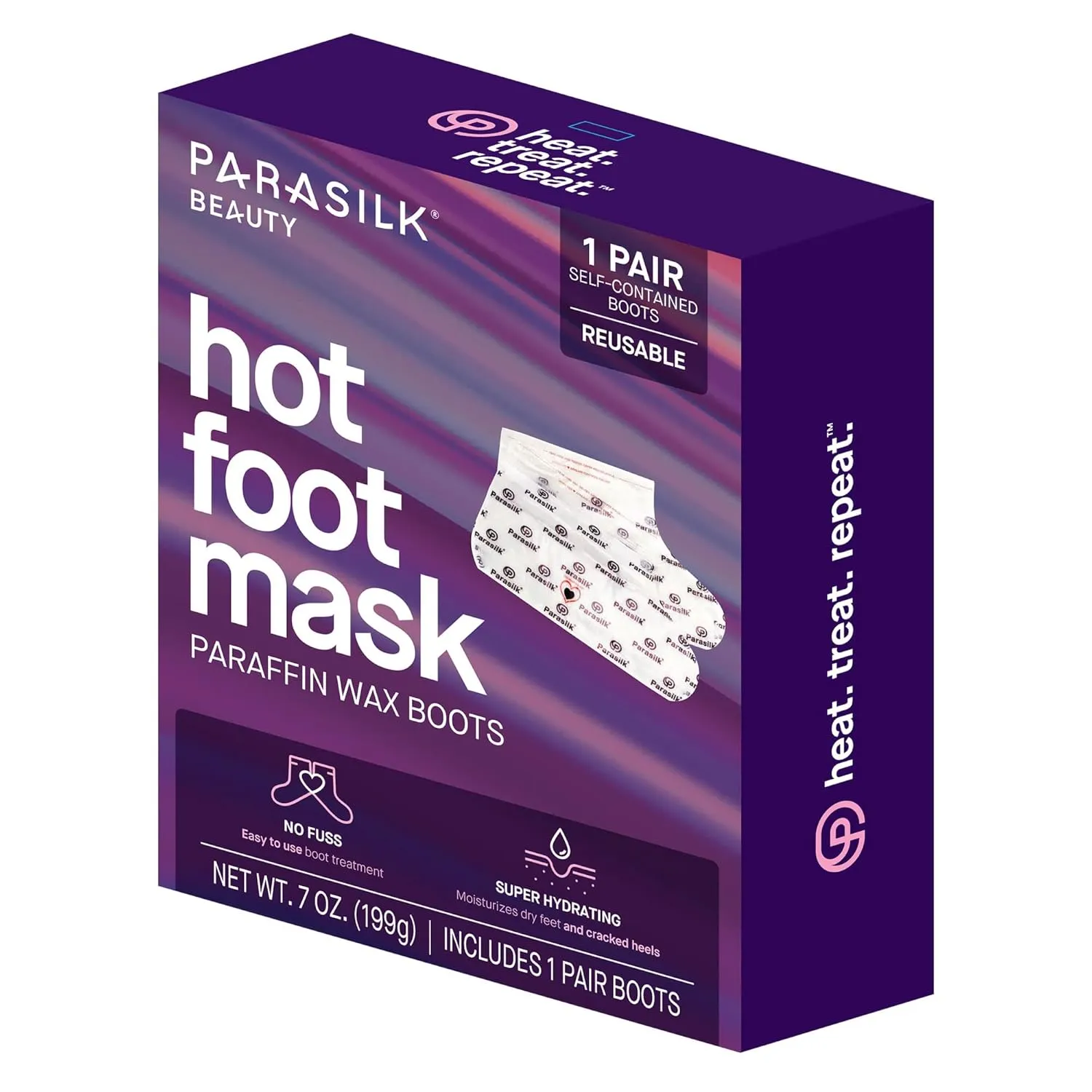 Parasilk Beauty Hot Foot Mask – 1 Pair Self Contained Paraffin Wax Boots for Intensive Hydration. Infused with Coconut Oil, Argan Oil, Marula Oil, and Vitamin E. One Size Fits Most
