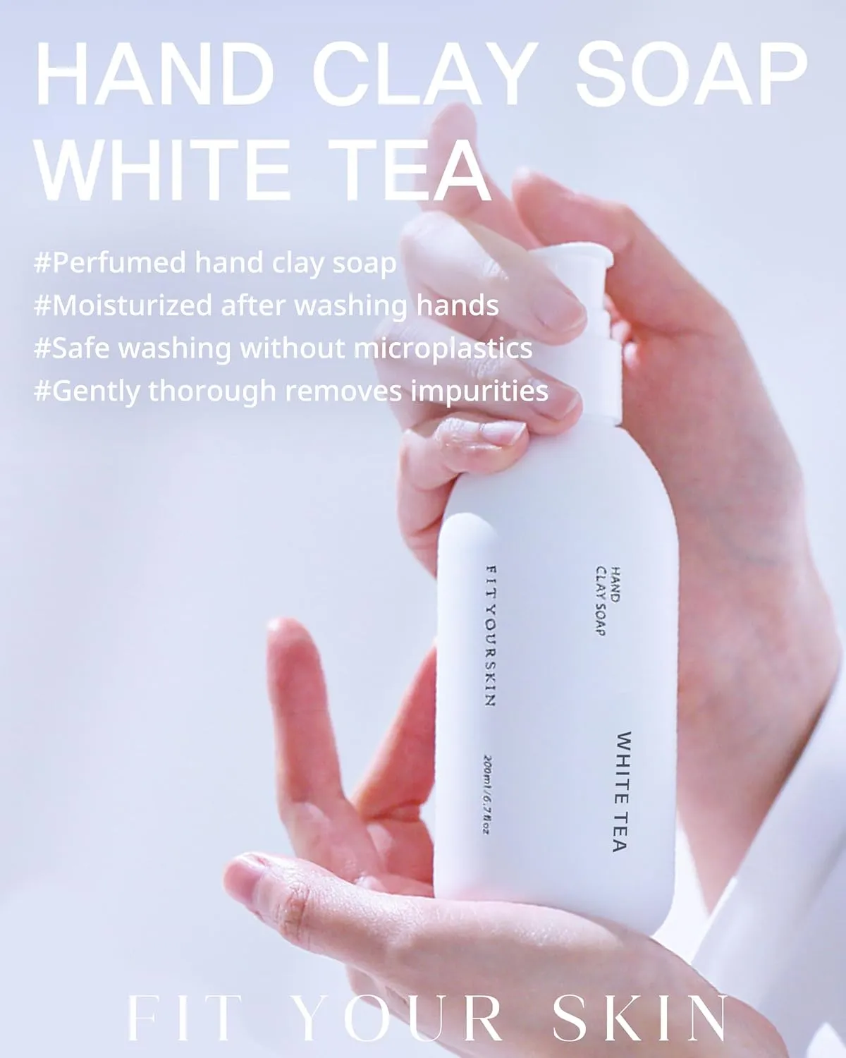 Perfumed Hand Clay Soap #White Tea - Exfoliating & Moisturizing Hand Scrub Gel to Bubble Wash - Clay Pearlite & Mineral - Gentle & Long Lasting Fragrance - 1.7 fl.oz