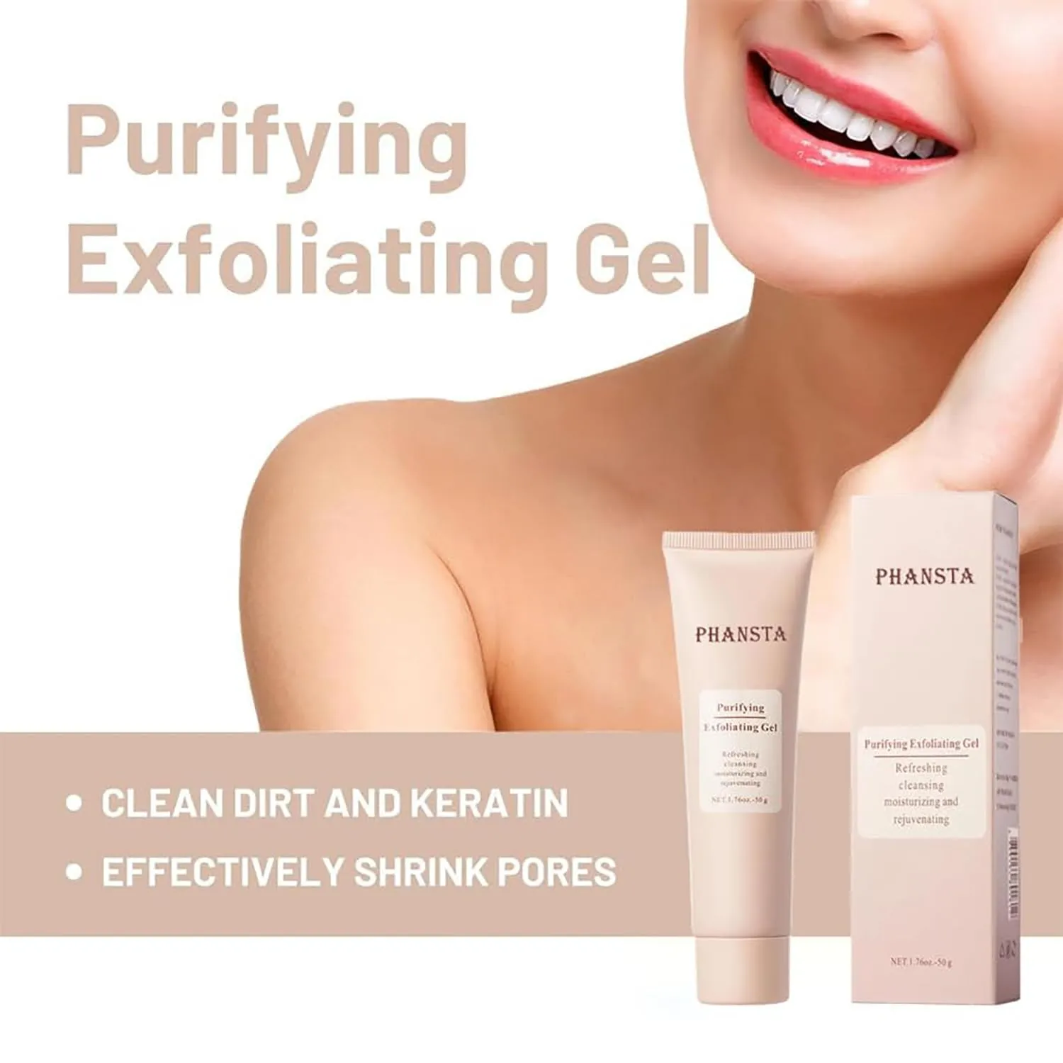 PHANSTA Purifying Exfoliating Gel,PHANSTA Exfoliating Gel,PHANSTA Facial Exfoliator Cleanser,PHANSTA Purifying Cream,Exfoliating Face Scrub,Exfoliating Gel Scrub for Face,Exfoliating Scrub Gel (5pcs)