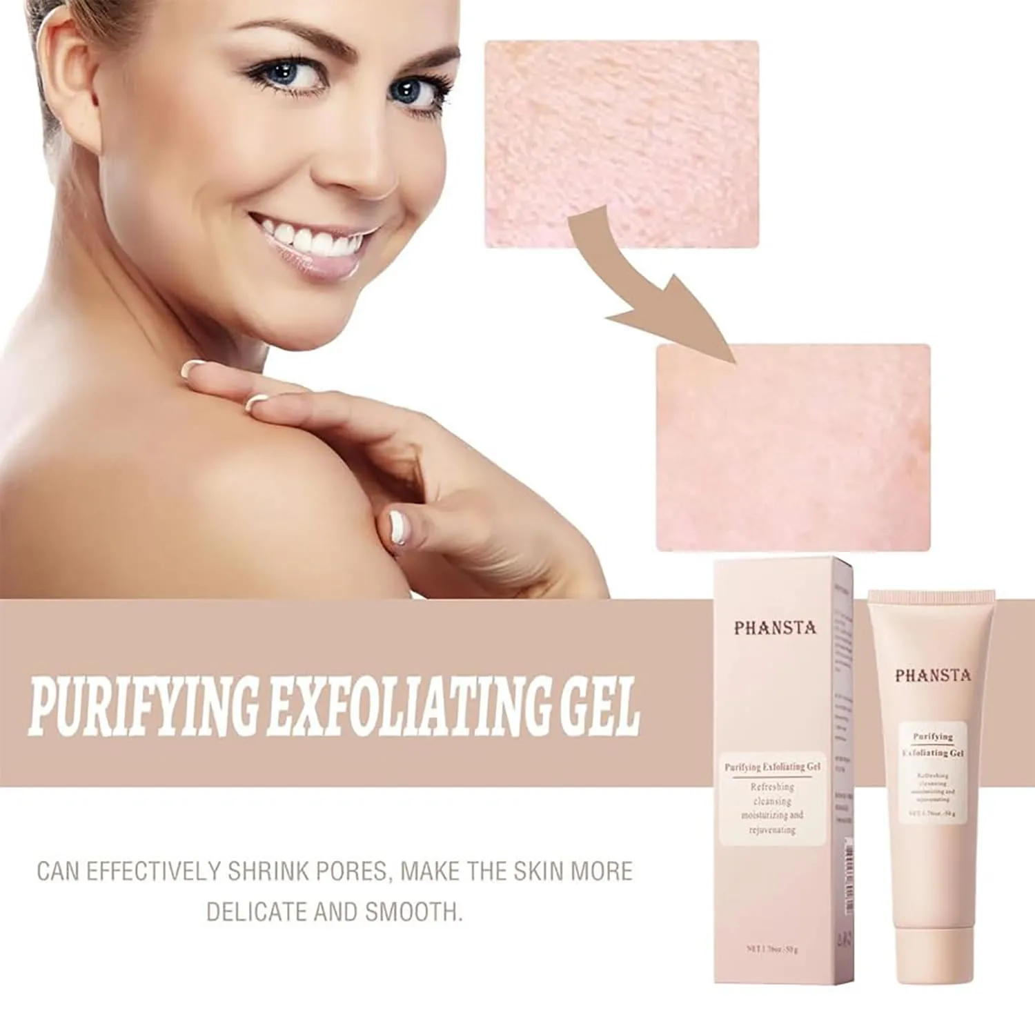 PHANSTA Purifying Exfoliating Gel,PHANSTA Exfoliating Gel,PHANSTA Facial Exfoliator Cleanser,PHANSTA Purifying Cream,Exfoliating Face Scrub,Exfoliating Gel Scrub for Face,Exfoliating Scrub Gel (5pcs)