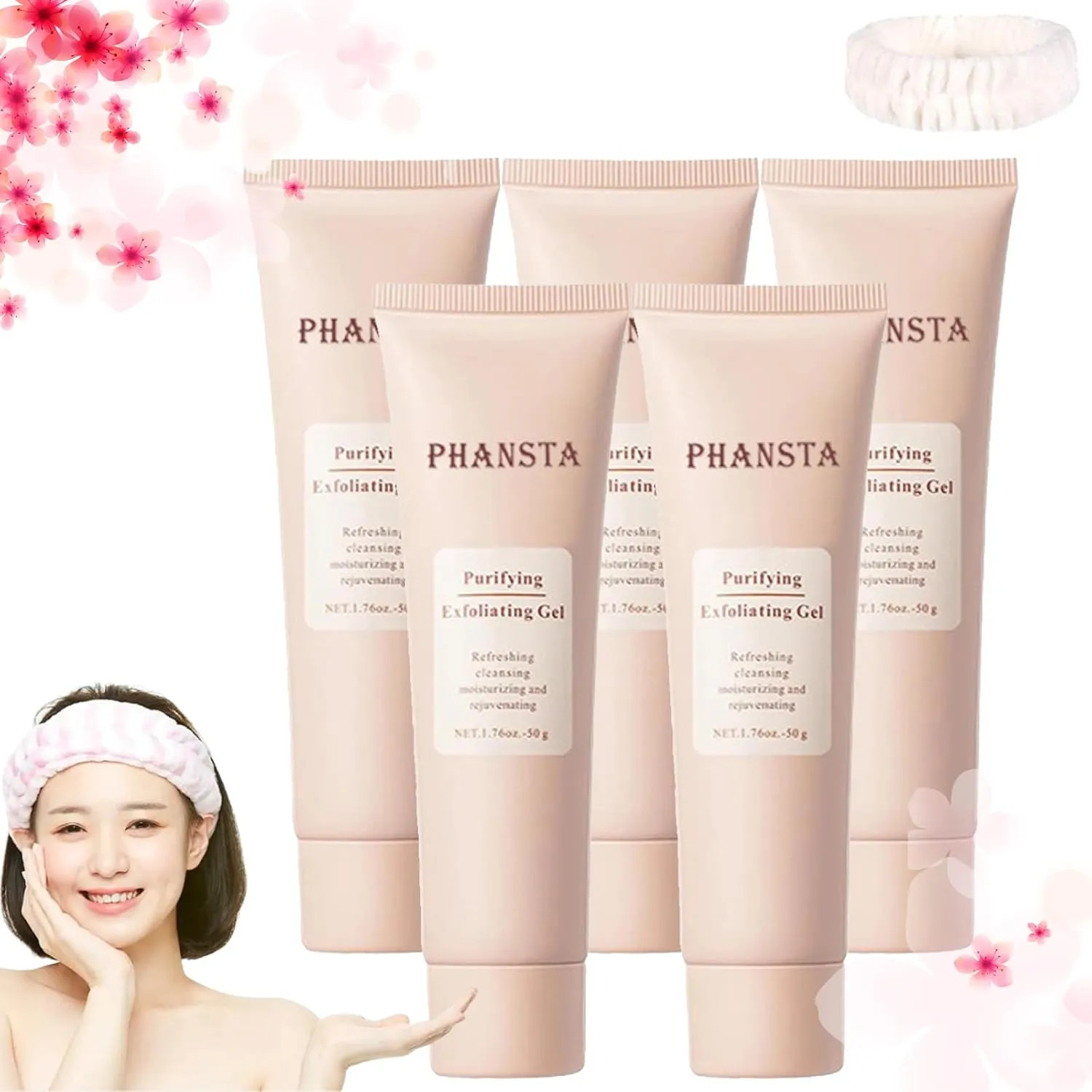 PHANSTA Purifying Exfoliating Gel,PHANSTA Exfoliating Gel,PHANSTA Facial Exfoliator Cleanser,PHANSTA Purifying Cream,Exfoliating Face Scrub,Exfoliating Gel Scrub for Face,Exfoliating Scrub Gel (5pcs)