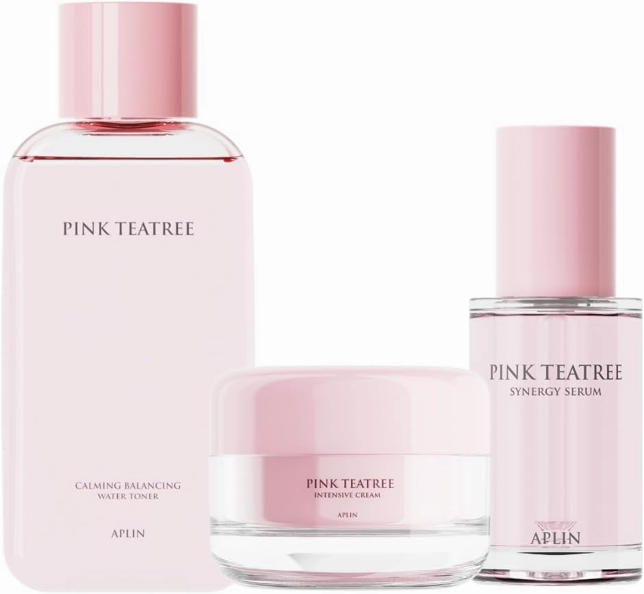 Pink Tea Tree Acne Care Set : Toner & Cream & Serum, Skin Moisturizer, Acne Care, Facial Moisturizers, CICA, Teatree, Korean Skin Care