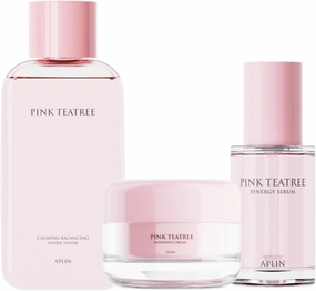 Pink Tea Tree Acne Care Set : Toner & Cream & Serum, Skin Moisturizer, Acne Care, Facial Moisturizers, CICA, Teatree, Korean Skin Care