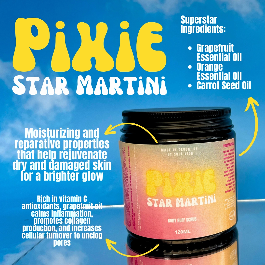 Pixie Star Martini Body Buff Shower Foam Shaving Scrub - 120ml x10