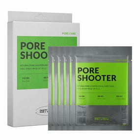 Pore Shooter Facial Sheet Mask, Pore Tightening Mask with Persimmon Leaf, Hyaluronic Acid & Tannin Complex, Cooling Hydration for Oily Skin, Vegan Korean Skincare (25g / 0.88 oz) x 5ea
