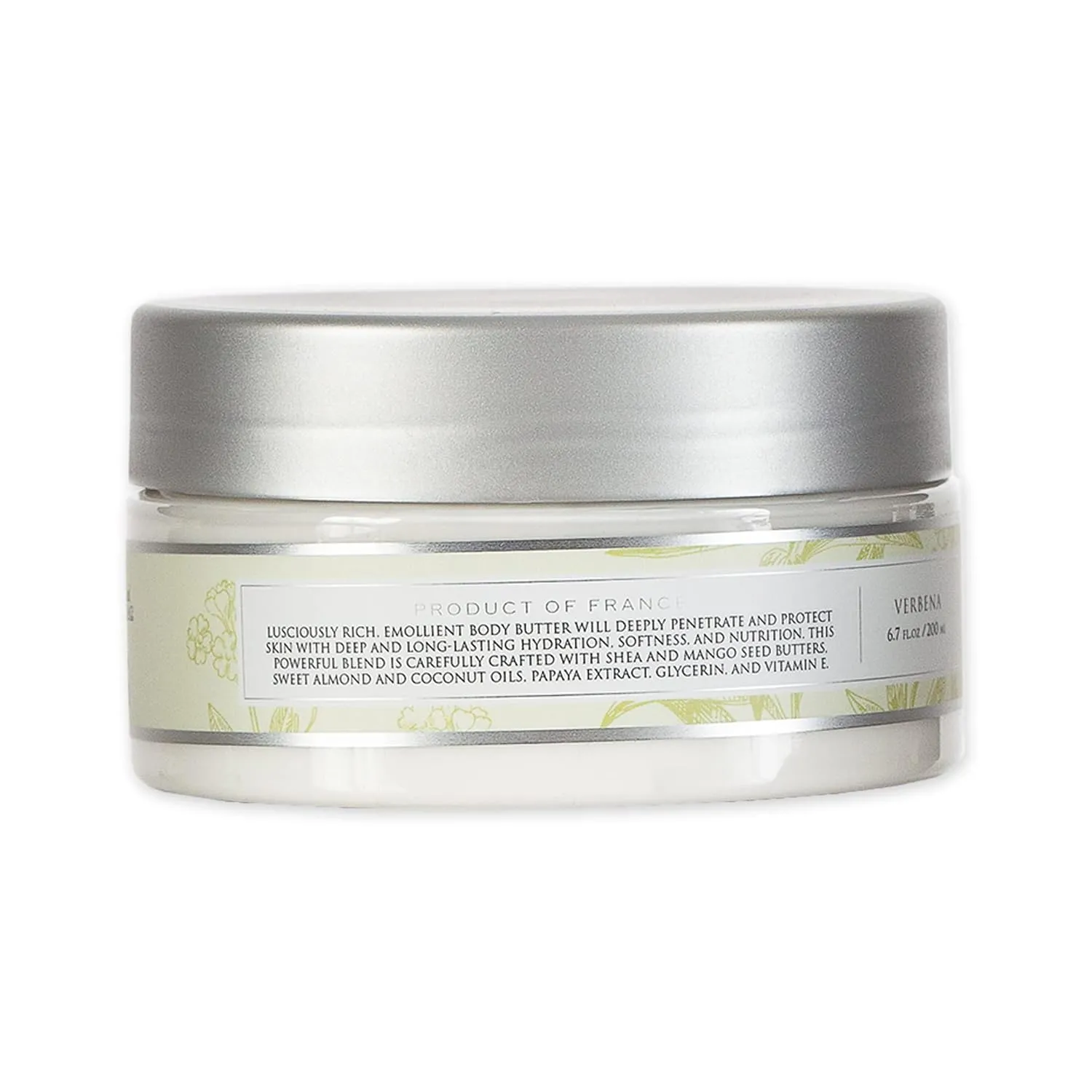 Pre de Provence Collection Shea Butter Enriched Body Butter Soothing & Hydrating Emollient Cream Body Moisturizer for Women, 6.7 Fl Oz, Verbena