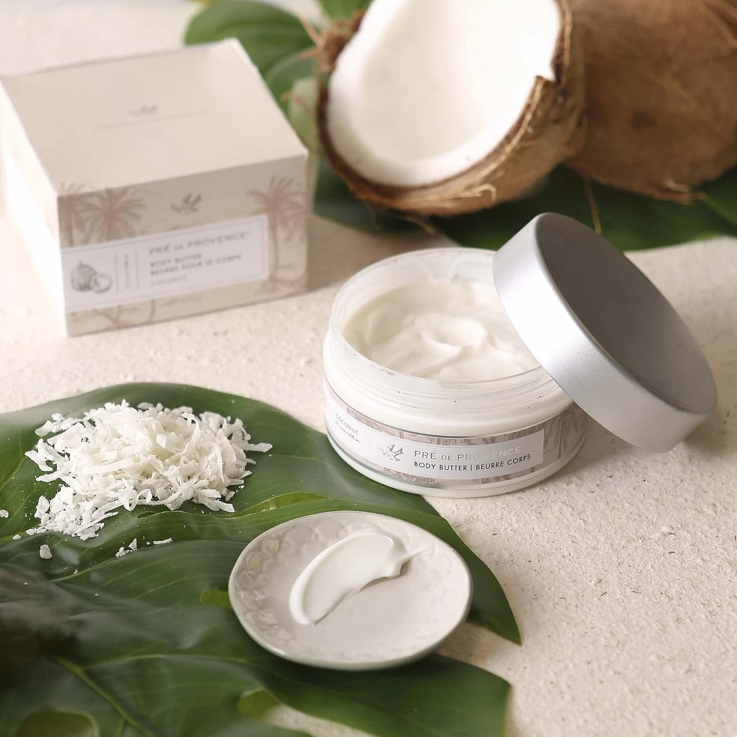 Pre de Provence Collection Shea Butter Enriched Body Butter Soothing & Hydrating Emollient Cream Body Moisturizer for Women, 6.7 Fl Oz, Coconut