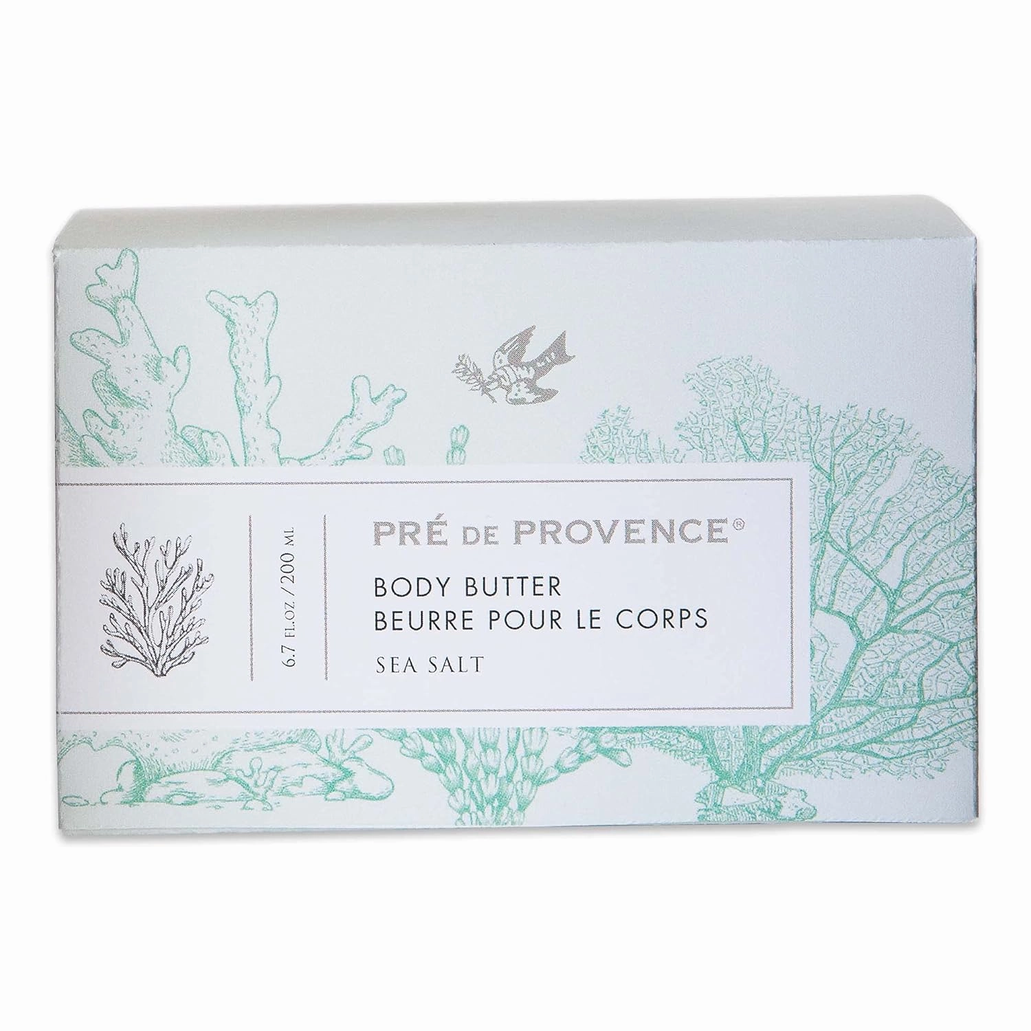 Pre de Provence Collection Shea Butter Enriched Body Butter Soothing & Hydrating Emollient Cream Body Moisturizer for Women, 6.7 Fl Oz, Sea Salt