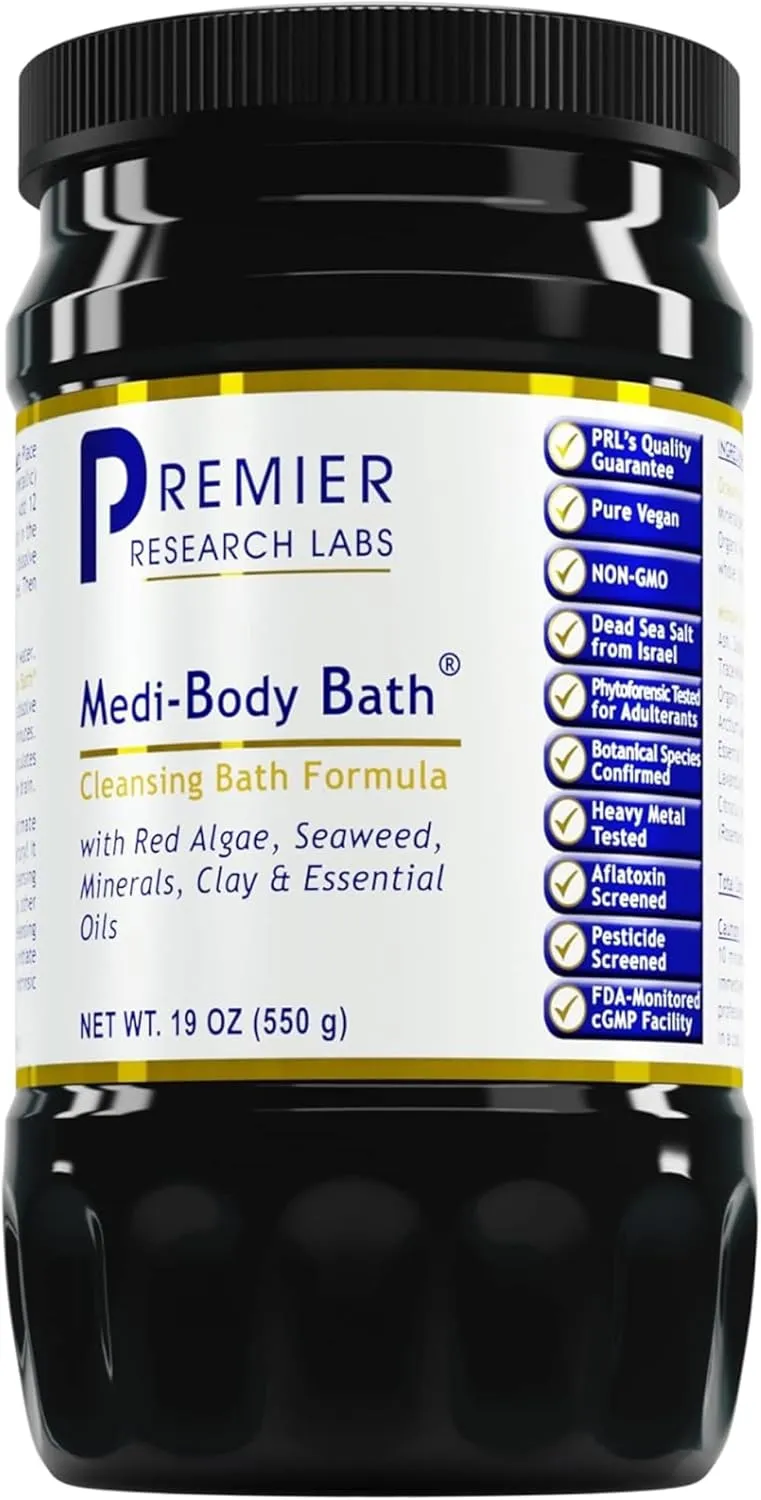 Premier Research Labs Medi-Body Bath - Bath Salts, Dead Sea Salts for Soaking, Bathing, Relaxing Bath Soak Enriched with Minerals & Botanicals to Remove Toxins - 19 oz