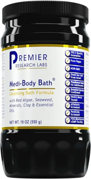 Premier Research Labs Medi-Body Bath - Bath Salts, Dead Sea Salts for Soaking, Bathing, Relaxing Bath Soak Enriched with Minerals & Botanicals to Remove Toxins - 19 oz