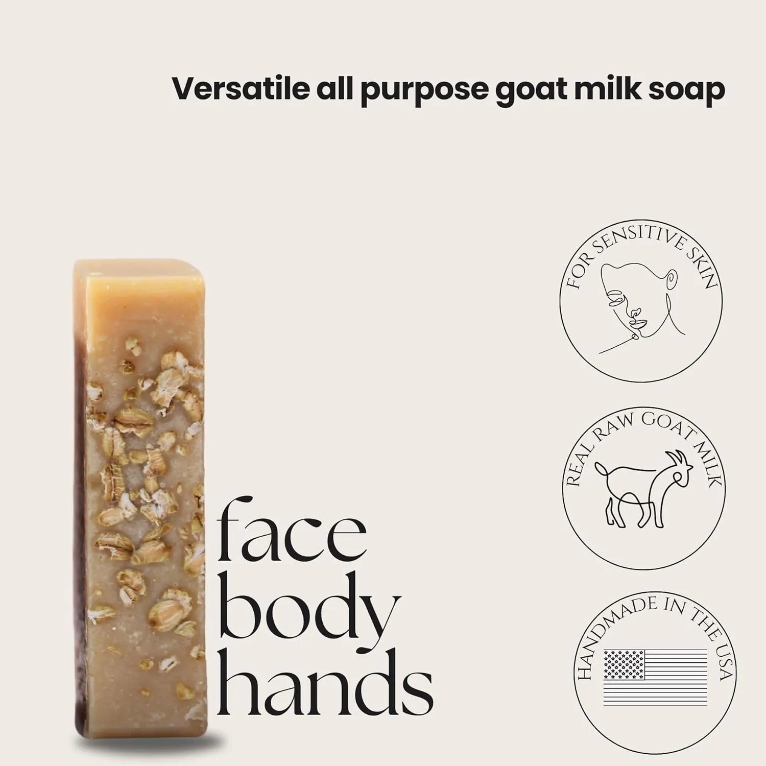 Premium Goat Milk Soap Bars - For Dry Skin, Gentle, Organic & Soothing - Made with Real Goat Milk - Large 5 OZ (Pack of 4) - (Oats and Honey)