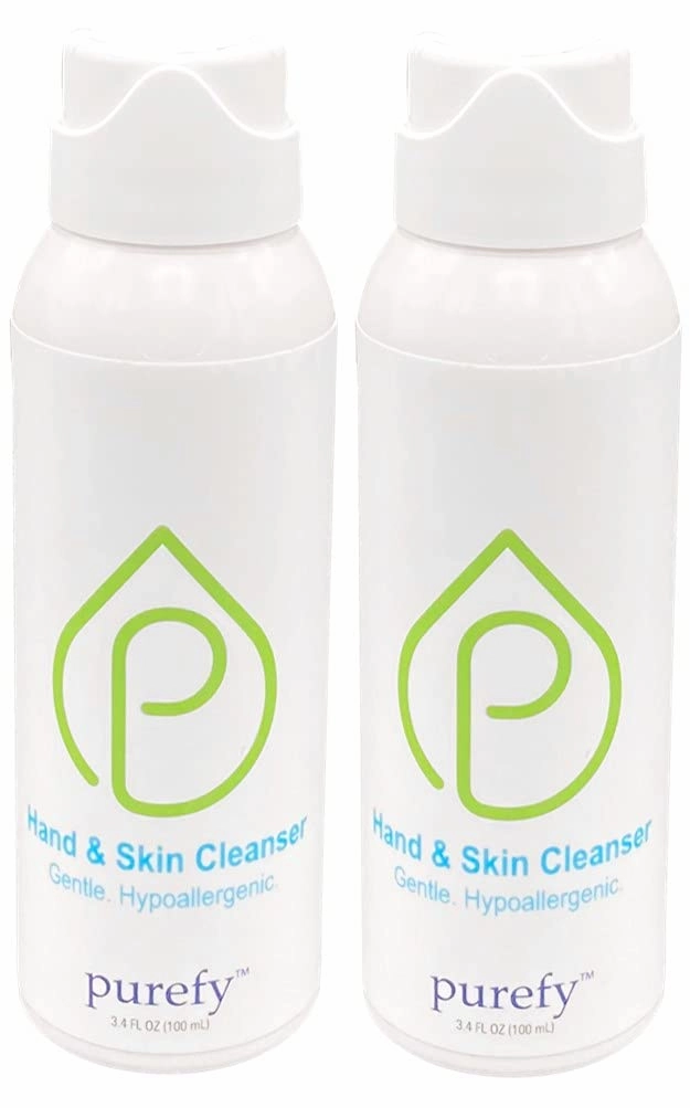 Purefypro Hand and Skin Cleanser (100ml, 2pk) Deep Cleansing Airesol Spray. Hypochlorous Technology. Promotes Natural Defense. Non-irritating. No Residue.