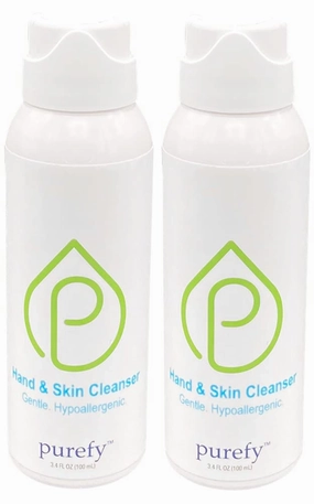 Purefypro Hand and Skin Cleanser (100ml, 2pk) Deep Cleansing Airesol Spray. Hypochlorous Technology. Promotes Natural Defense. Non-irritating. No Residue.