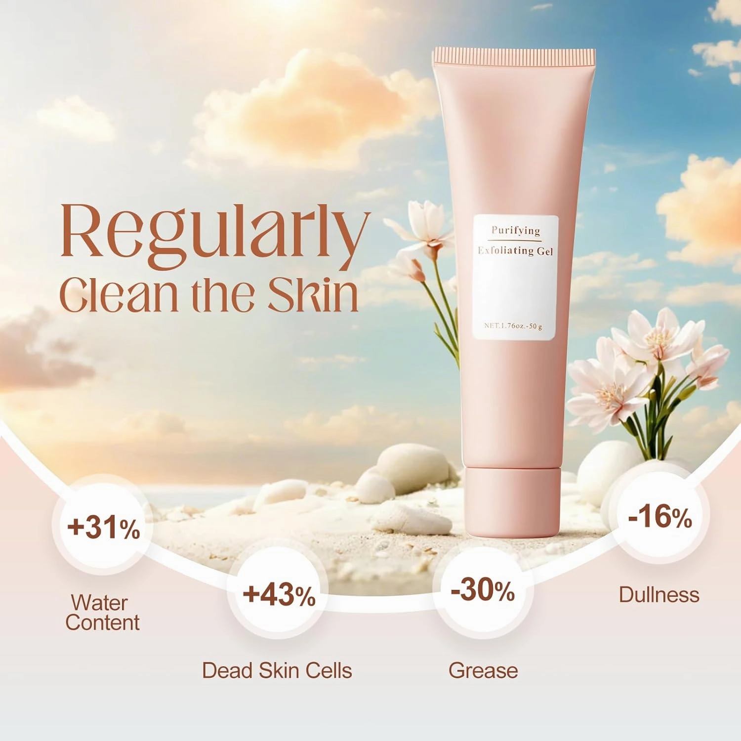 Purifying Enzymes Exfoliating Gel,2025 New Face & Body Purifying Exfoliating Gel Cream,Deep-Cleansing Moisturizing Facial Cleanser Gentle Face Scrub (Gel/3pcs, 1.76 OZ)