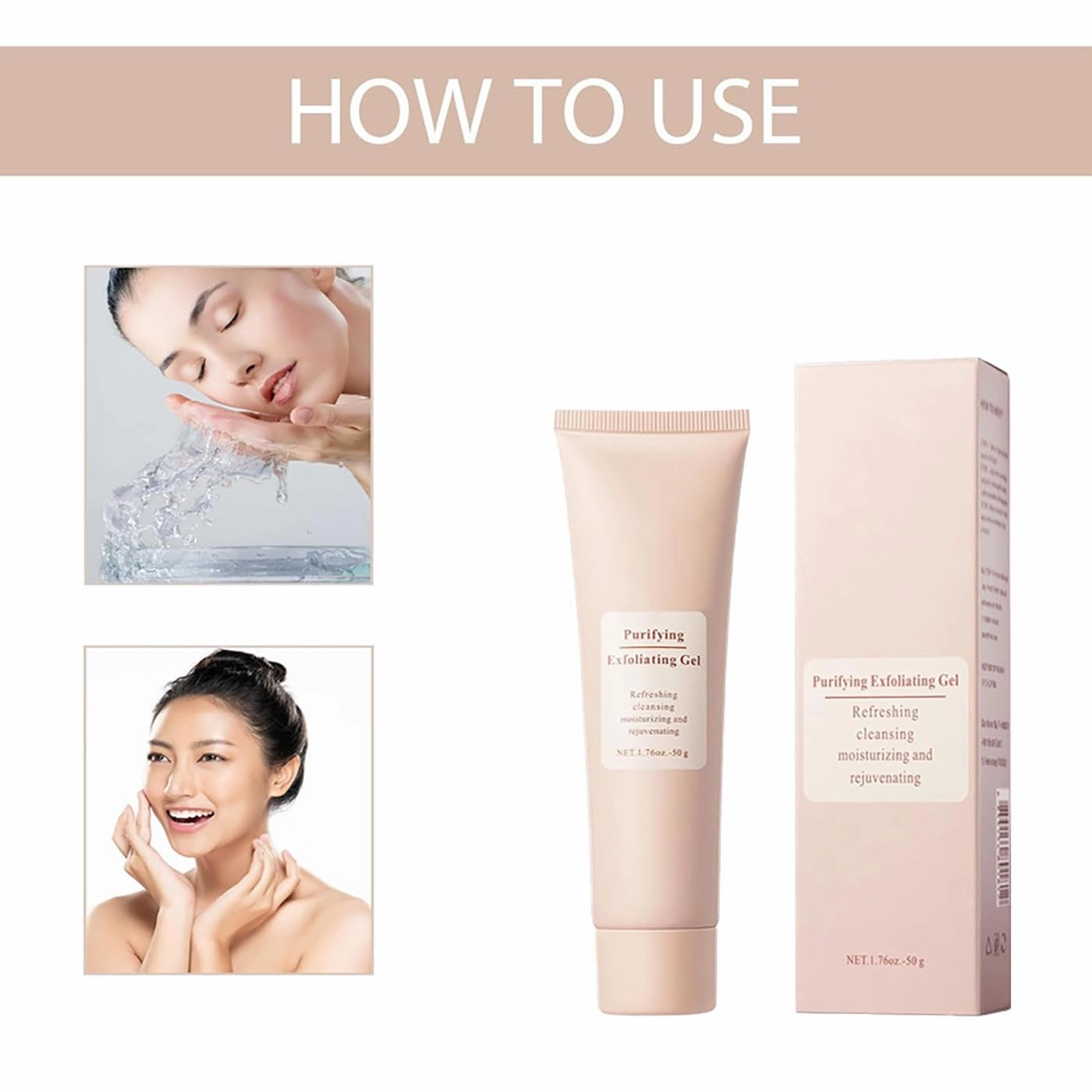 Purifying Exfoliating Gel, Exfoliating Face Scrub, Moisturizing Deep Cleansing Face (3PCS, one size)
