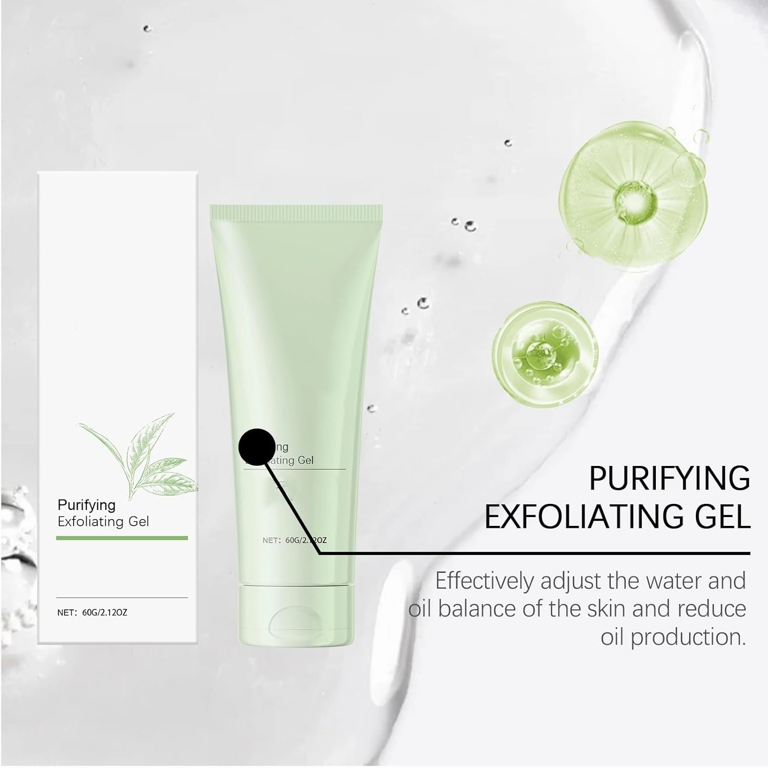 Purifying Exfoliating Gel, Facial Exfoliating Scrub Gel, Women Purifying Exfoliating Gel for Face Body Cleansing and Moisturizing (1PCS, medium)