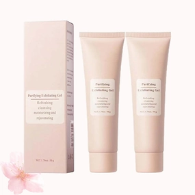 Purifying Exfoliating Gel for Face (2PC), Gentle Facial Exfoliator Cleanser & Scrub - Enzymes Formula, Removes Dirt & Oils, All Skin Types (Sensitive, Dry, Oily)