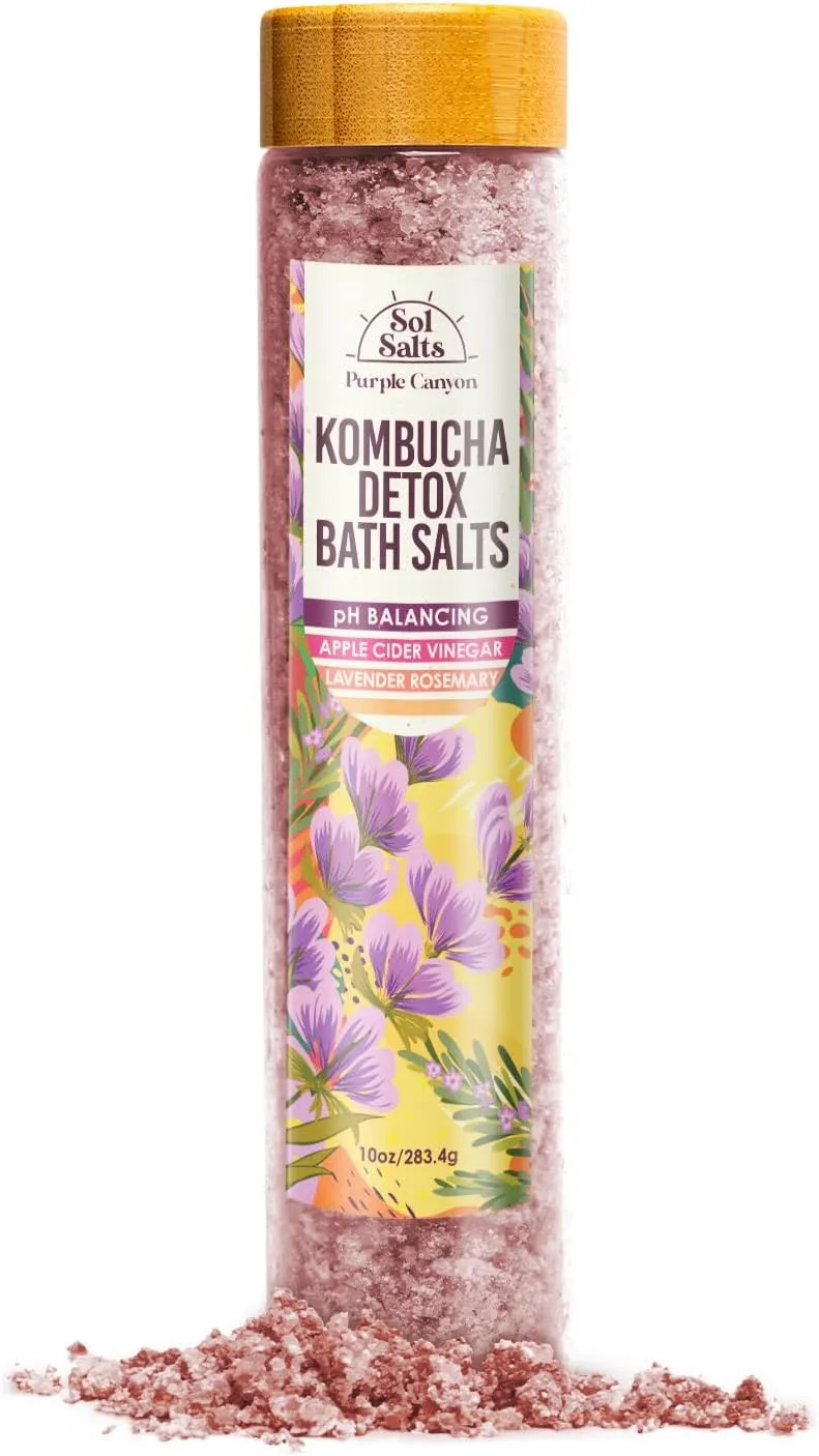 PURPLE CANYON SolSalts Kombucha Detox Bath Salts 10oz - Lavender Rosemary Soak with Apple Cider Vinegar - Detoxifying Spa Experience