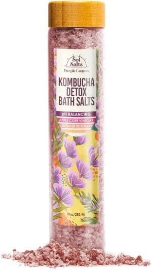 PURPLE CANYON SolSalts Kombucha Detox Bath Salts 10oz - Lavender Rosemary Soak with Apple Cider Vinegar - Detoxifying Spa Experience