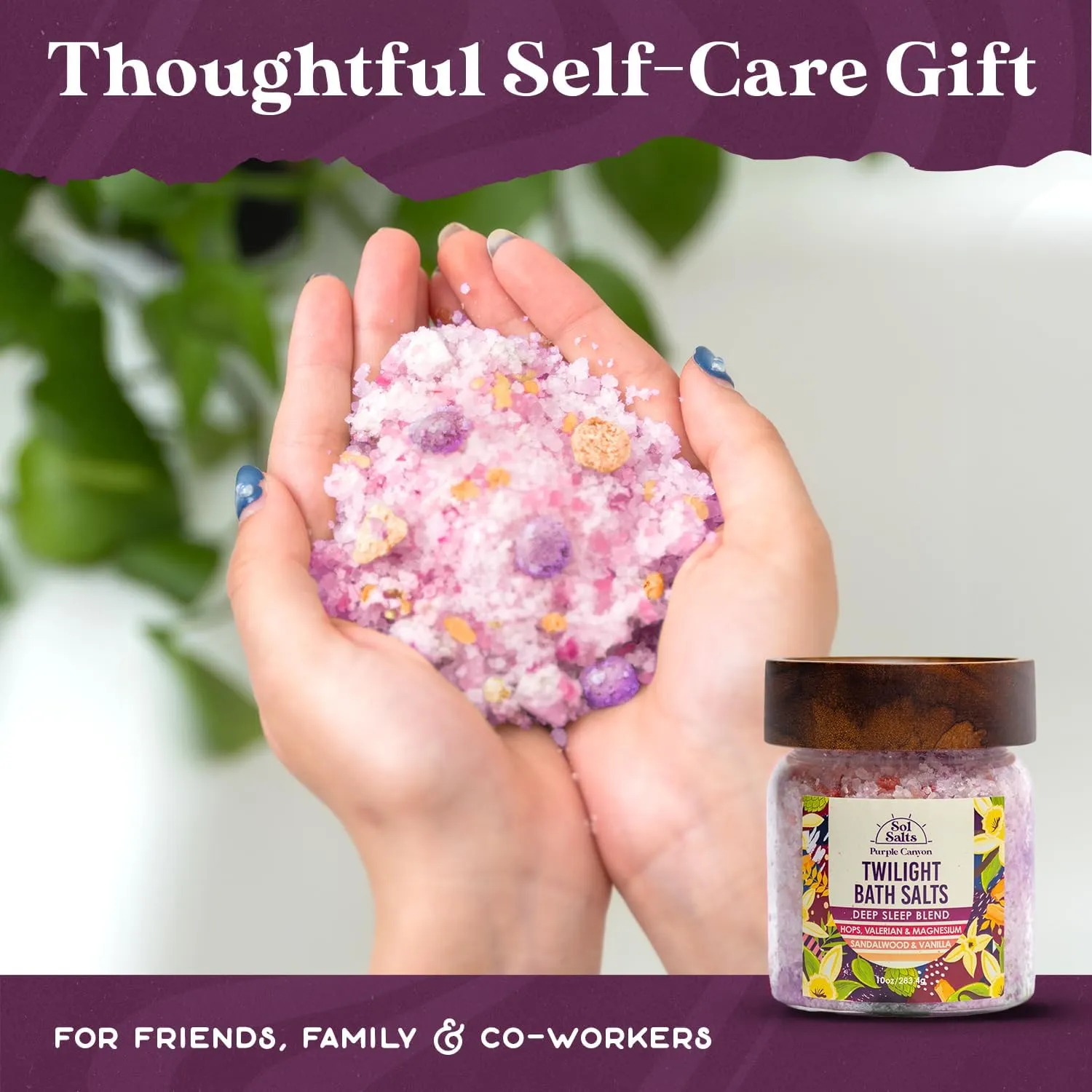 PURPLE CANYON SolSalts Twilight Deep Sleep Bath Salts 10oz | Magnesium-Infused Sandalwood & Vanilla Aromatherapy with Clay Crumbles