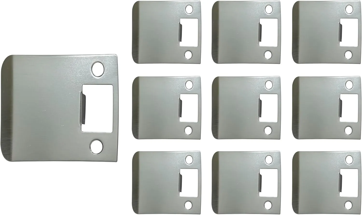 QCAA Solid Brass Extended Lip Strike, 3''X2-1/4", Satin Nickel, 10 Pack, Made in Taiwan
