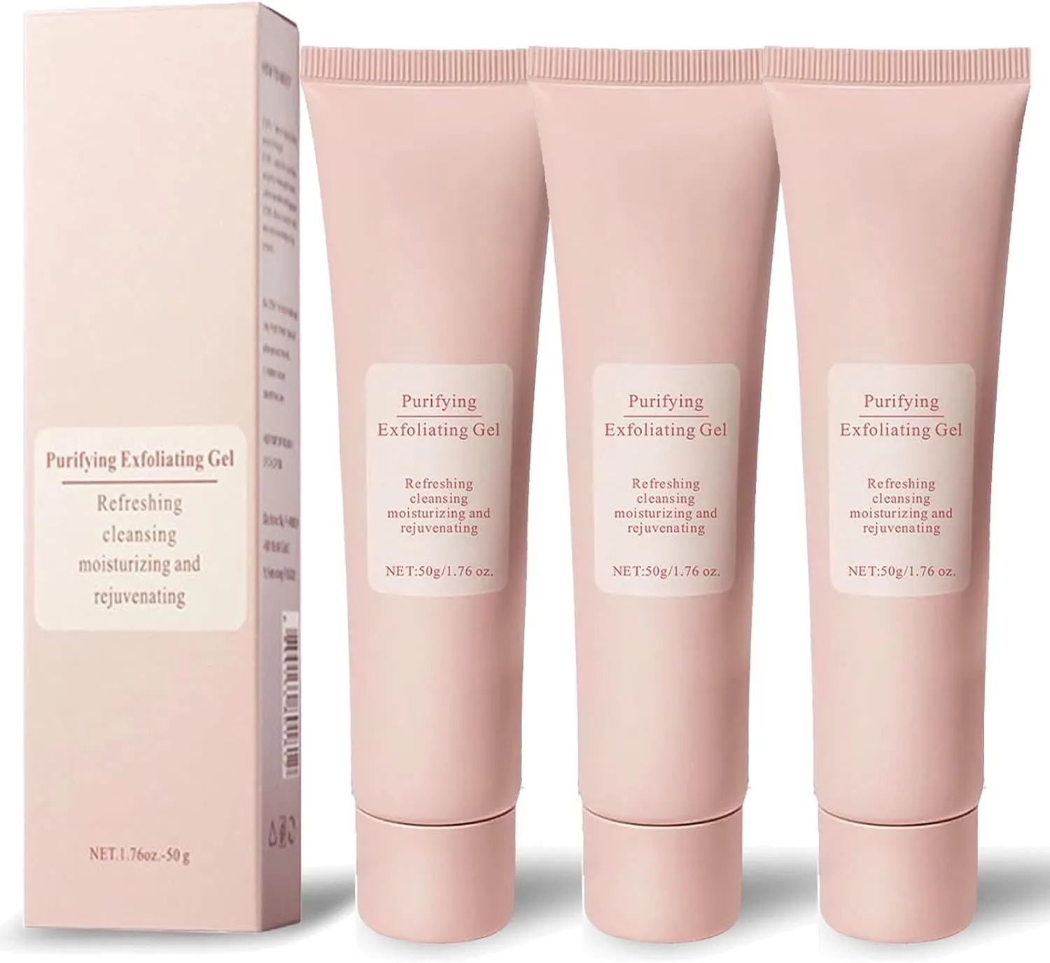 Quaxury Purifying Exfoliating Gel, 1.76 Oz Quaxury Exfoliating Gel. Face and Body Exfoliating Scrub Gel, Deep Cleansing Moisturizing Facial Exfoliator for All Skin Types (3PC)