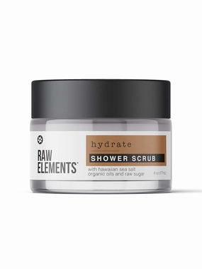 Raw Elements All Season Moisturizing Daily Scrub - Hawaiian Sea Salt and Raw Sugar Exfoliator, Organic Oils to Hydrate, Shower Essentials, No Parabens and Dyes Free, 7.6 oz