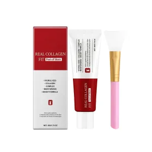 Real Collagen Fit Peel-Off Mask, Deep Nourishing Face Mask with Hyaluronic Acid, 50g with Brush