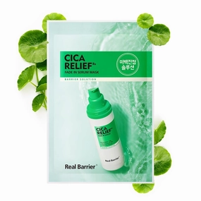 Real Barrier Cica Relief Rx Fade In Serum Mask 25ml 0.84 fl. Oz. x10ea, Soothing & Hydrating Facial Mask Sheet with Centella Asiatica, Sensitive Skin Care, Redness Relief, Korean Skincare