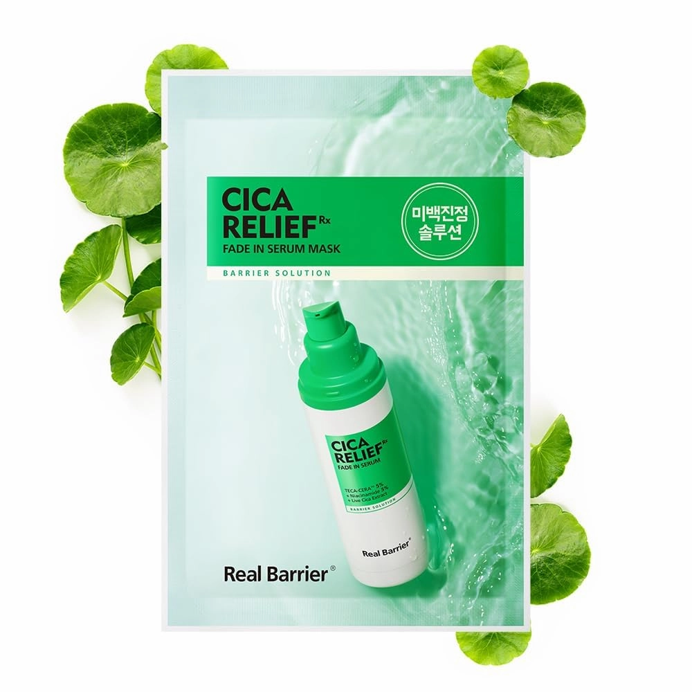 Real Barrier Cica Relief Rx Fade In Serum Mask 25ml 0.84 fl. Oz. x10ea, Soothing & Hydrating Facial Mask Sheet with Centella Asiatica, Sensitive Skin Care, Redness Relief, Korean Skincare