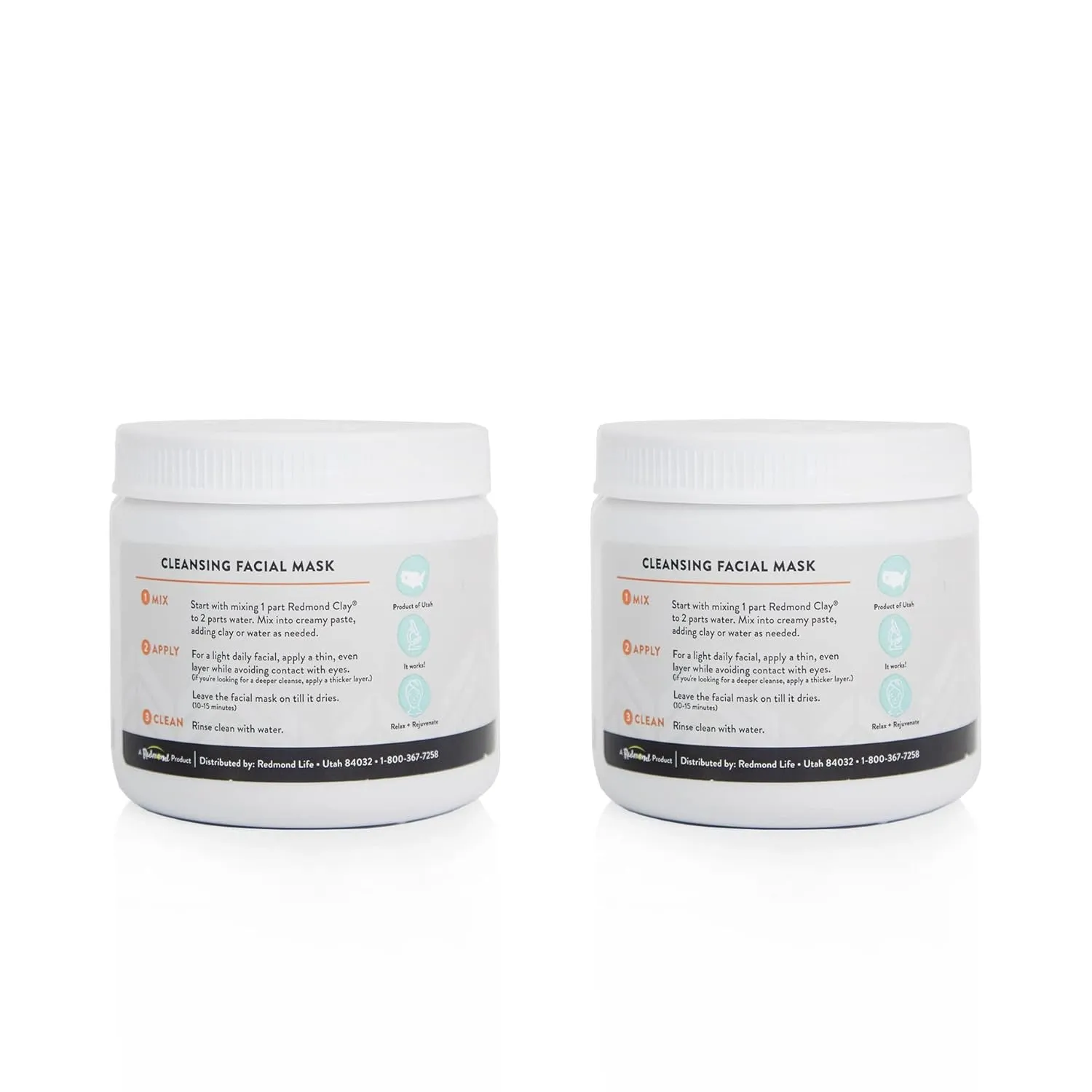 REDMOND Clay - Bentonite Clay of 1000 Uses, Soothing Facial Mask, 10 Ounce (2 Pack)