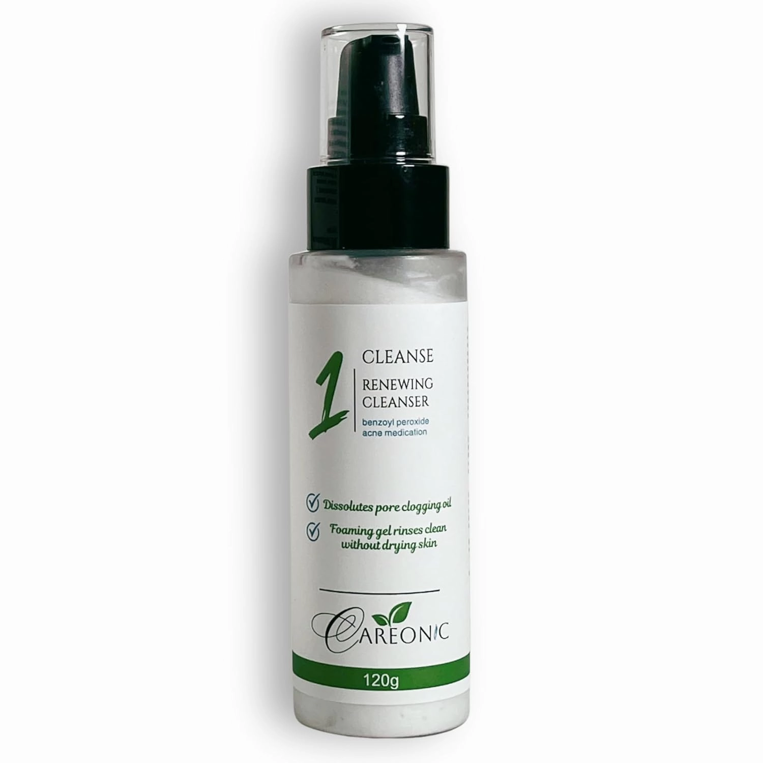 Renewing Cleanser - Acne Fighting Benzoyl Peroxide Face Wash, Hyaluronic Acid, Purifying Foaming Face Cleanser with Exfoliating Beads, 120 gram