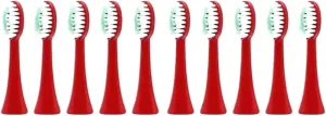 Replacement Brush Heads Compatible for Children Sonic Electric Toothbrush Soft Brush Head Deep Clean Smart Tips Accessories(Red 10pcs Head)