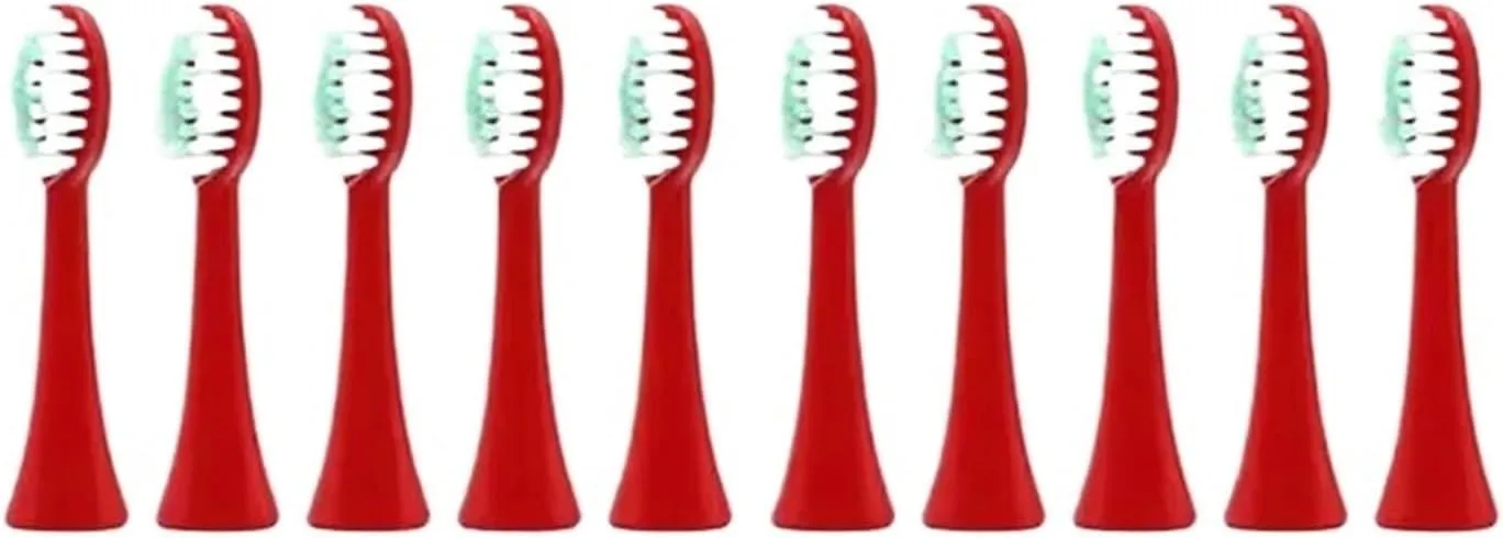 Replacement Brush Heads Compatible for Children Sonic Electric Toothbrush Soft Brush Head Deep Clean Smart Tips Accessories(Red 10pcs Head)